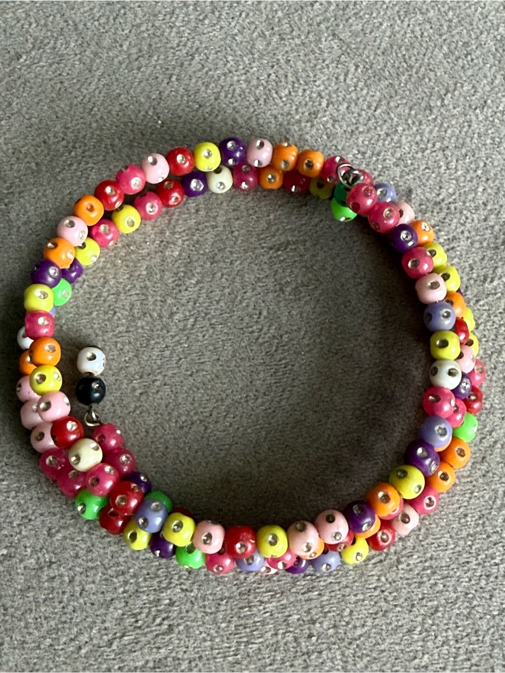 Kids Multicolor Beaded Coil Bracelet - Fun Stretch Accessory